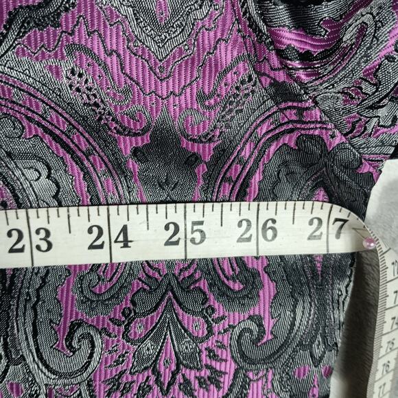 Angelino for Bermuda Men Shirt Men Size 5XL Purple Black Paisley Brocade Flashy - Picture 6 of 14
